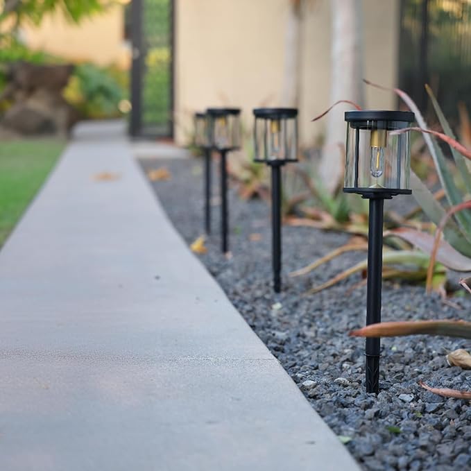 EcoGreen Solar Pathway Lights Outdoor 4-Pack - Solar Powered Garden Lights Waterproof, 3000K Warm White, 4.76 * 23.07in, Auto Dusk to Dawn for Yard, Driveway, Garden, Patio & Walkway (031H)