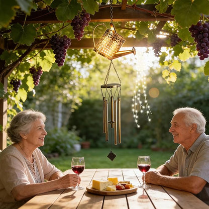 Solar Kettle Light | Retro Iron Kettle Shape Home Decor with Chime - Garden Solar Lights Outdoor | for Yard Outside Patio Path Walkway Lawn Christmas House Backyard Porch Sidewalk Flowers