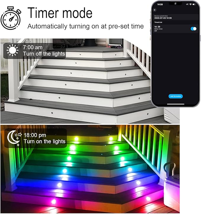 LED Deck Lights Kit 50 Pack, 1.22" Low Voltage WiFi RGBW+IC Multicolor Dynamic Recessed Deck Lighting Work with Alexa/Google Home, IP67 Waterproof 12V Step Lights Outdoor for Garden Yard Path Stairs