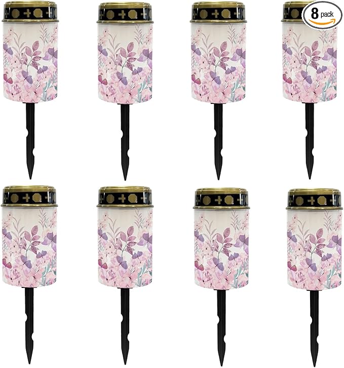 Pink Floral Solar Lights Solar Lights Outdoor Solar Pathway Lights Waterproof Solar Garden Lights LED Lantern Solar Powered Light for Outside Spotlights Garden Lantern