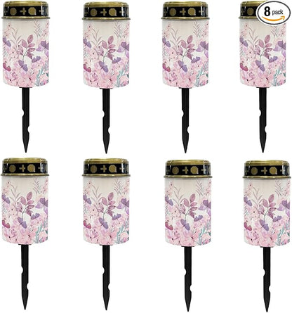 Pink Floral Solar Lights Solar Lights Outdoor Solar Pathway Lights Waterproof Solar Garden Lights LED Lantern Solar Powered Light for Outside Spotlights Garden Lantern