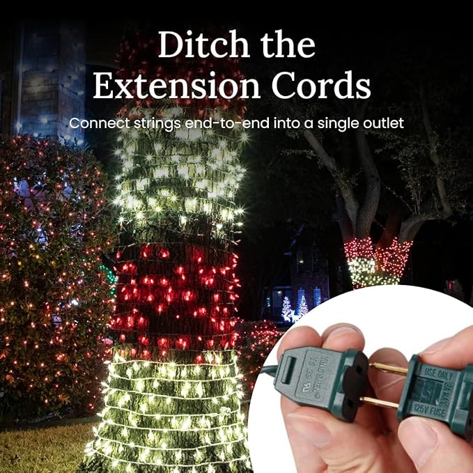 Pro Christmas T5 LED Christmas Lights - 70 Count Classic 5mm String Light Set - Professional Grade Indoor/Outdoor Commercial Holiday Lights for Trees, Bushes, & Décor - 2800K Warm White & Red