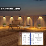 Solar Fence Lights 8 Pack,100 Lumens Outdoor Fence Solar Lights with 12 Modes RGB Color Glow LED Outdoor Waterproof | Lumora