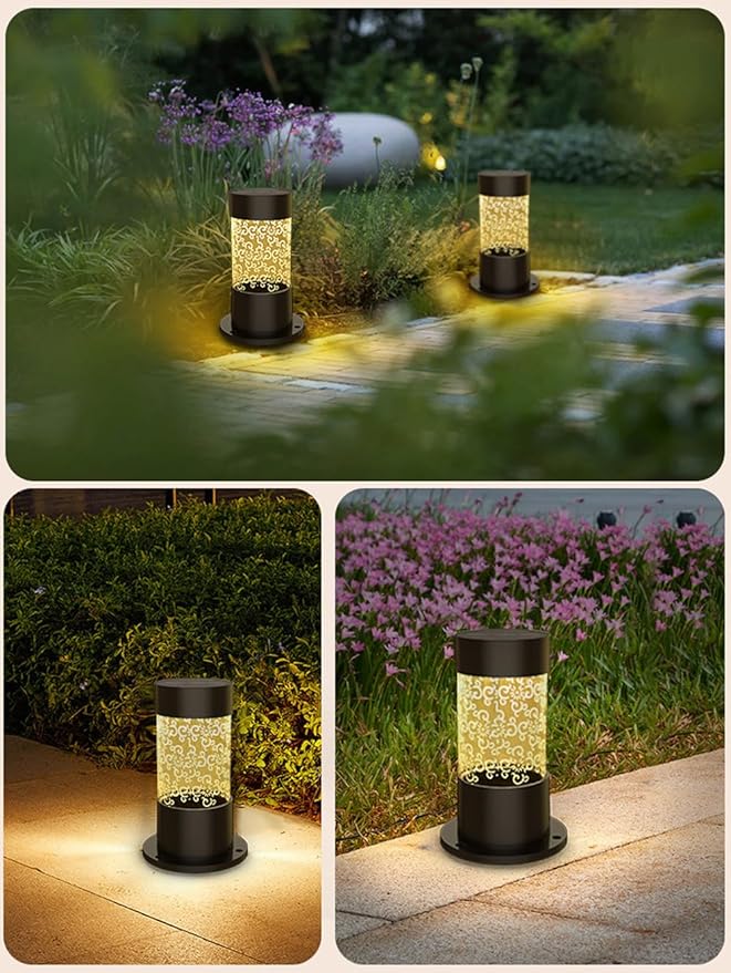 Modern Solar Pathway Light Solar Powered Mini Garden Lights Outdoor IP65 Waterproof Lawn Lamp LED Landscape Bollard Lighting Fixture for Courtyard Pathway Walkway Front/Back Door Decor
