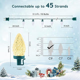 Moonflor C9 LED Christmas Lights Outdoor with 50 Spring Clips, 50ft 50 LED Waterproof Strawberry String Lights | Lumora
