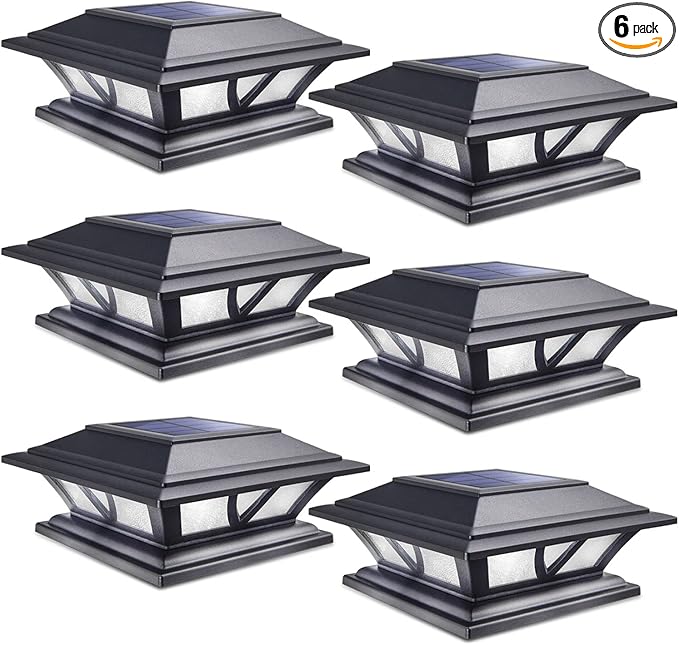 SIEDiNLAR Solar Post Lights Outdoor 2 Modes LED Deck Fence Cap Light for 4x4 5x5 6x6 Posts Patio Garden Decoration | Lumora