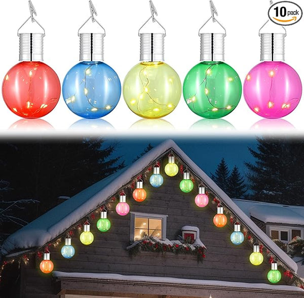 10 Pcs Christmas C9 Solar Light Bulbs Jumbo Hanging LED Light Bulb with Clip Waterproof Outdoor Garden Hanging | Lumora