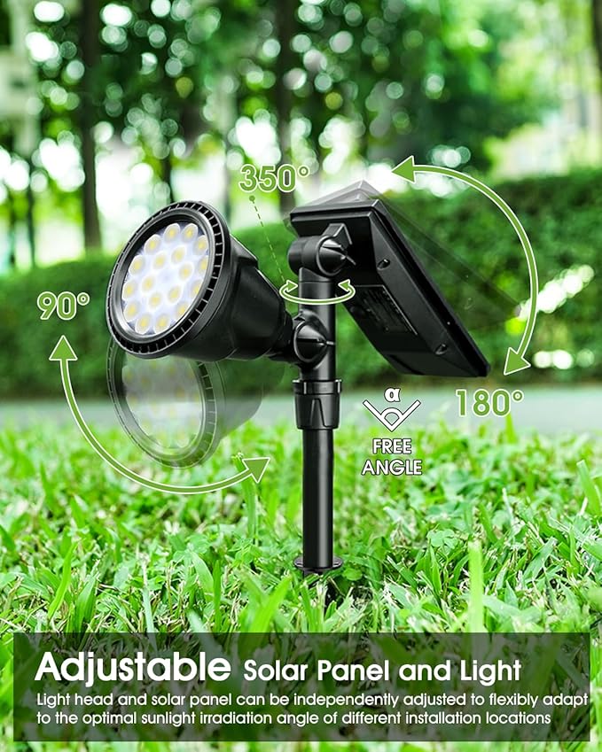 DBF Solar Outdoor Lights, 600LM Solar Spot Lights Outdoor Waterproof with 2 Lighting Modes, Adjustable Head & Solar | Lumora