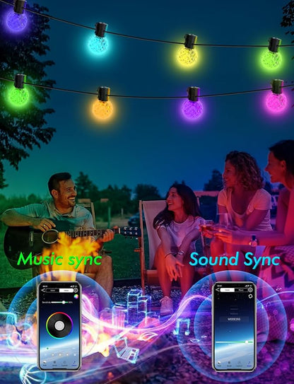 IKERY 100Ft Outdoor String Lights USB 5V RGB Globe Led Patio Lights with50 Shatterproof Bulbs,Waterproof Hanging Lights for Room Café Bistro Pergola Garden Backyard Halloween Christmas