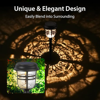 XMCOSY+ Solar Pathway Lights Outdoor Waterproof IP65-2 Lighting Modes LED Solar Powered Garden Lights, Glass Outdoor Lighting for Yard Landscape Walkway Driveway Lawn Decor (Warm White & Cool White)