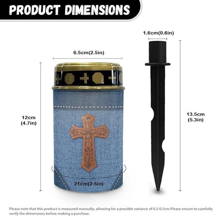 Solar Garden Lights, Cross Denim Printing Outdoor Solar Lights Waterproof Lights for Garden Yard Pathway Decor Solar Light Night Light