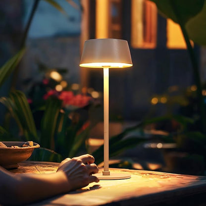 Outdoor Table Lamp,Rechargeable Cordless LED Table Lamps,Portable Desk Light,2200mAh Battery Waterproof Dimmable 3 Color Stepless Table Light,Wireless,Cafe/Dinner/Patio/Restaurant