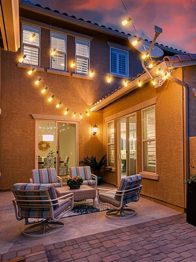 DAMAING String Lights for Outside 198FT,64 Vintage Bulbs LED Outdoor Edison Lights Waterproof,Shatterproof Connectable Patio Lights Outdoor,Dimmable Hanging String Lights for Backyard