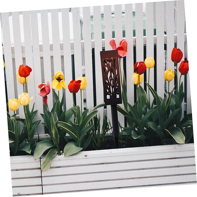 balacoo 2 Pcs Solar Garden Lights Hollow Rectangle Design LED Outdoor Pathway Light Ground Inserted Solar Energy Lamp for Lawn and Patio Decoration