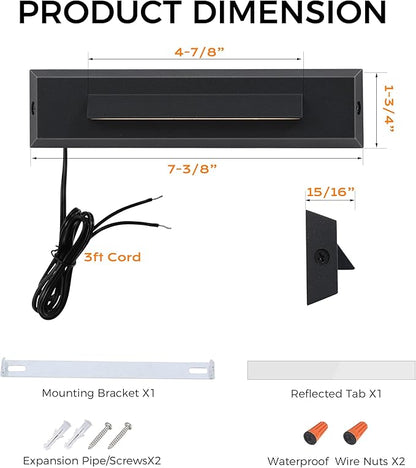 CLOUDY BAY [12 Pack] 3 Color Low Voltage 12-24V LED Step Lights Outdoor,2.5W Landscape Cutoff Stair Riser Light,Deck Step Lights Exterior Accent Lighting Fixtures,Wet Location,Black