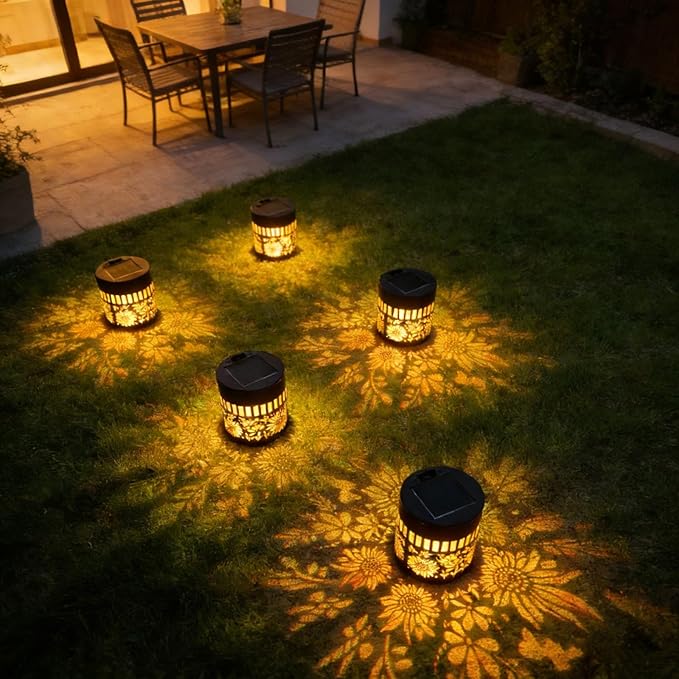 Solar Mandala Lights Outdoor Decorative - Waterproof Metal Mandala Solar Wall Lights, Artistic Fence & Step Lights for Garden, Patio, Backyard, Yard & Outdoor Home (1, Sunflower-Warm Light)