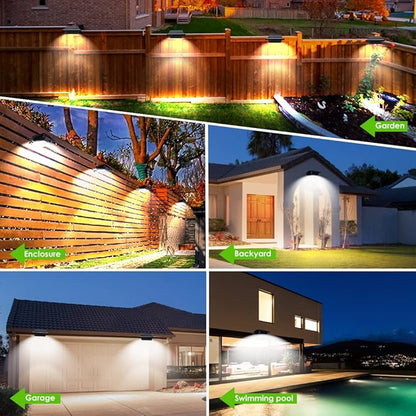 Gutter Lights, 40 LED Solar Patio Decor - Deck, Fence, Wall, Backyard, Porch, Pool, Step, Stairs, Yard, Garden, Pathway (4Pack, Black, Cool White Light)