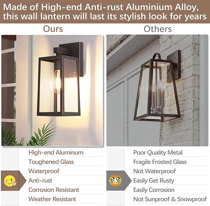 MAXvolador Outdoor Wall Lantern, Large Exterior Waterproof Wall Sconce Light Fixture, Oil Rubbed Bronze Anti-Rust Mount Lights, E26 Porch Patio Lighting