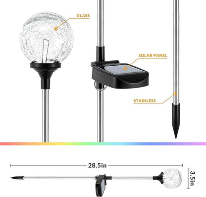 SOLPEX Solar Garden Lights 3 Pack, Solar Lights Outdoor Decorative, Solar Globe Lights Outdoor Waterproof for Yard and Garden, Multi-Color Changing Cracked Glass Ball LED Lights