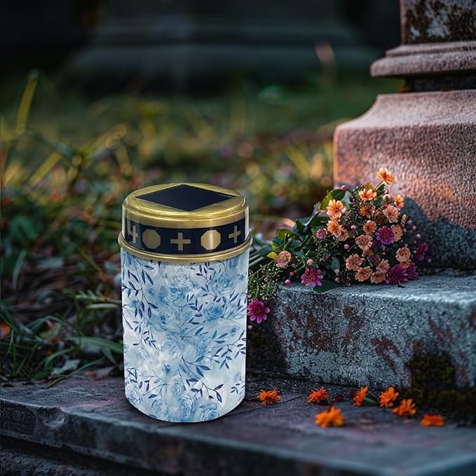 Blue Rose Cemetery Solar Lights Path Lights Landscape Lights Solar Powered Solar Lights Outdoor Waterproof Decorative for Flower Bed, Front Porch, Walkway