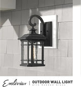 Emliviar Outdoor Wall Lanterns 2 Pack, 1-Light Exterior Wall Mount Light, Black Finish with Clear Seedy Glass | Lumora