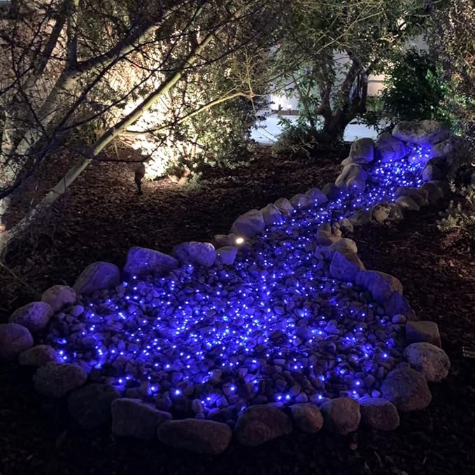 QITONG 2 Pack Blue Solar Christmas Lights, Each 66ft 200 LED String Lights Outdoor Waterproof, 8 Modes Green Wire | Lumora