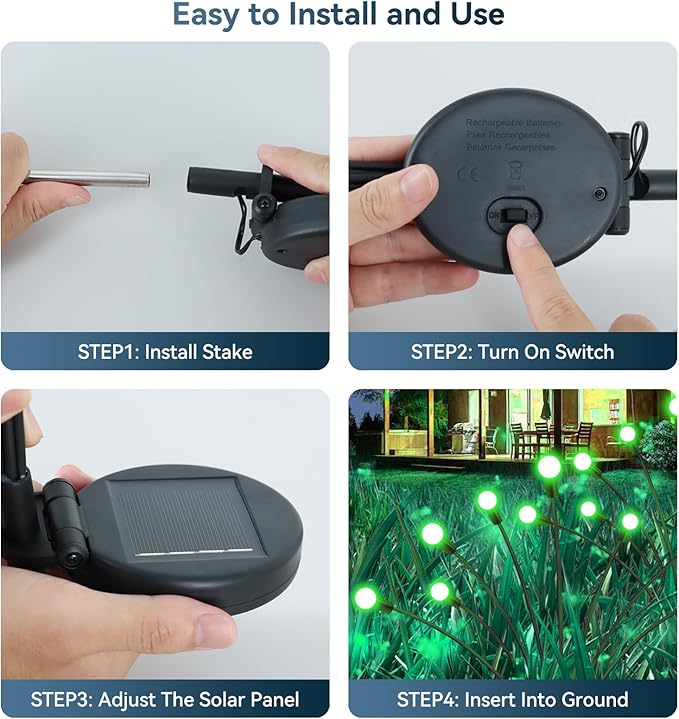 Solar Garden Lights Outdoor Waterproof, 2 Pack 16 LED Swaying Light Firefly Light Outdoor Decor Lights for Pathway | Lumora