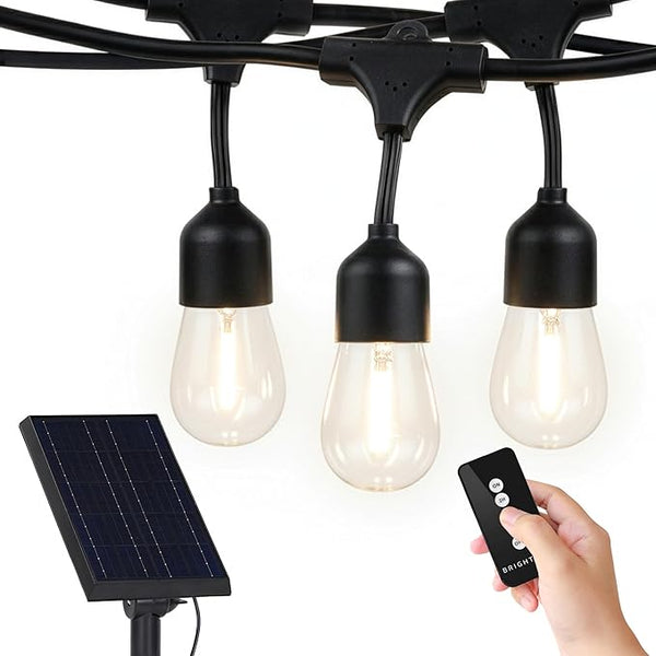 Brightech Ambience Pro – Solar Power Remote Control Outdoor String Lights with Edison Bulbs – Shatterproof | Lumora