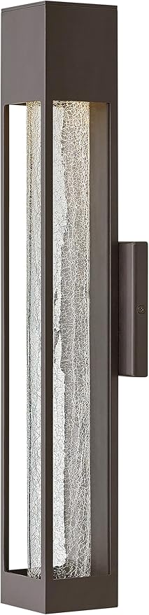 Hinkley Vapor Medium Wall Mount Outdoor Lantern - Modern, 1-Light, Aluminum, Crackle Glass, Bulb Included - Bronze | Lumora