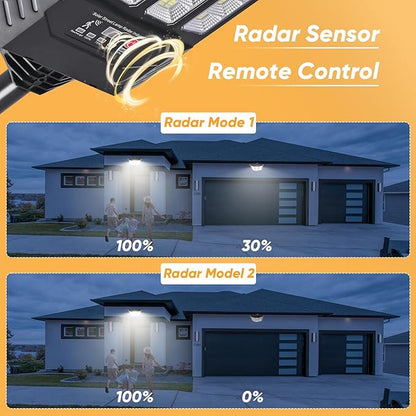 Solar Lights Outdoor Waterproof, 6500K Dusk to Dawn Solar Street Light Motion Sensor with Remote Control, LED Security Lights for Outside Garden Yard Parking Lot, Outdoor Flood Lights
