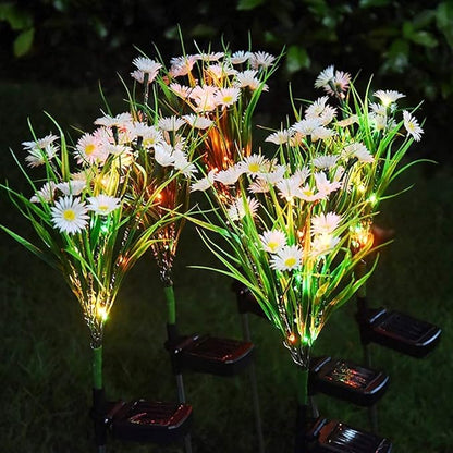 Solar Lawn Light Flower Light 2 Pack 28LED Daisy Solar Garden Light,Outdoor Decoration Stake Lights,Waterproof Solar Landscape Light Statue lamp Garden Stakes Decorative,Lawn (White)
