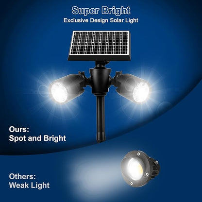 EMANER Outside Motion Solar Lights, 5000mAh Auto Detect On/Off or Always On Security Light, Solar Spotlights Wall Mount, Dusk to Dawn Solar Powered Floodlights with Stake for Lawn Landscape, 2Pack
