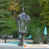 Gama Sonic Outdoor Solar Post Light with Pier Base, Weathered Bronze Finish Aluminum and Beveled Glass, Royal Bulb | Lumora