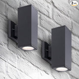 ASD 2 Light Square Outdoor Wall Light Fixture | 120W E26 Bulb Socket 120V ETL Cylinder Up Down Lights | | Lumora