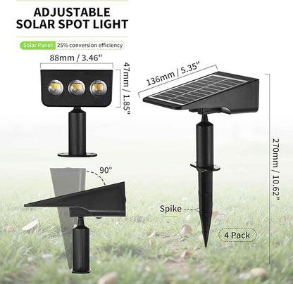 Solar Spot Lights Outdoor, Solar Landscape Spotlights Waterproof Adjustable Light House Lights Spot Light for Yard (4)