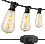 100ft Outdoor String Lights with Rotary Dimmer, 52 LED Edison Bulbs, Dimmable Waterproof Shatterproof 2200K Warm | Lumora