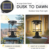 Emliviar Portable Solar Post Light Fixture with Fixed Pire Mount Base, Black 11“ Outside Solar - Outdoor Path Light | Lumora