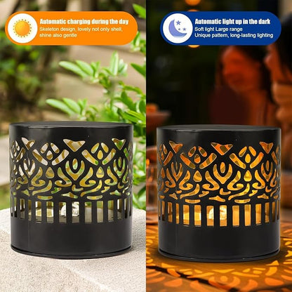 Decorative Solar Mandala Lights, Solar Mandalas Garden Lights Outdoor, New Metal Solar Powered Outdoor Deck Step Wall Light, Waterproof, for Garden Post Patio Backyard Yard Decor (Mandala,2Pcs)