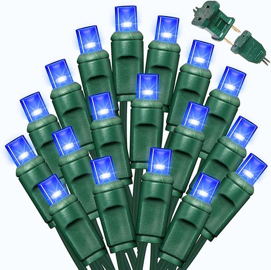 LAMPHOME Blue Christmas Lights Outdoor Waterproof, 60LED (12pk of 50L) Green Wire Fairy Starry String Lights Indoor Plug in,Xmas Decorations for Wedding Party Trees Wreath Yard Garden Party Decor