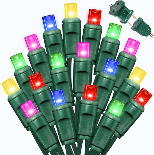 LAMPHOME Multi-Colored Christmas Mini String Lights, 25FT 50LED Waterproof Fairy Lights Plug in, Connectable Christmas Decorations for Indoor Outdoor Home Party Garden Yard