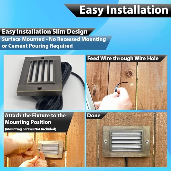 LED Step Light - Solid Brass Stairway Lighting, Outdoor Deck, Low Voltage Landscape With 2W Integrated LED Bulb - Antique Bronze, 4.5' Wide, Flush Mount