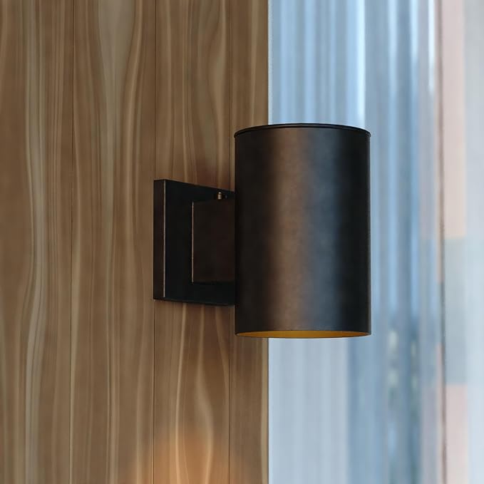 VAXCEL Chiasso 7.25 in. H 1-Light Textured Black Dusk to Dawn Sensor Outdoor Wall Sconce Rust-Resistant Aluminum | Lumora
