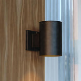VAXCEL Chiasso 7.25 in. H 1-Light Textured Black Dusk to Dawn Sensor Outdoor Wall Sconce Rust-Resistant Aluminum | Lumora
