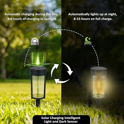 Solar Lights Outdoor, Pathway Lights with LED Tungsten Filament Bulb Waterproof & Auto ON/Off for Garden, Landscape, Path, Yard, Patio, Driveway,Walkway Decor (1 Pack)