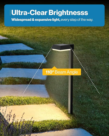 Sunco 6 Pack 2W Solar Sidewalk Dusk to Dawn Outdoor Backyard Walkway Garden Driveway Landscape Waterproof Patio Yard Lawn Super Bright Path Lights, 100 Lumens, 3CCT 3000K/5000K/7000K, Non-Dimmable.