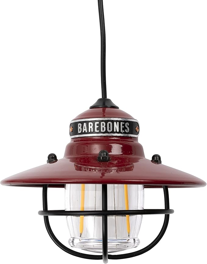 Barebones Edison Pendant Light – Red, Vintage Rustic USB LED Hanging Light for Outdoor and Indoor Use – Adjustable | Lumora