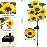 Solar Garden Lights Outdoor, 4 Pack Sunflower Lights with 24 Real Looking Flowers, Waterproof Summer Garden Decor | Lumora