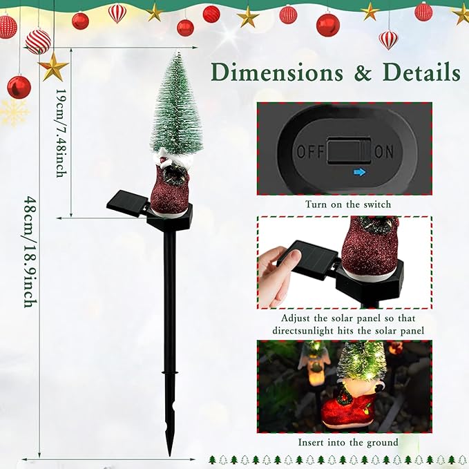 Solar Christmas Stocking Tree Lights Decorations Outdoor Waterproof, 6 LED Christmas Solar Pathway Lights Outdoor | Lumora