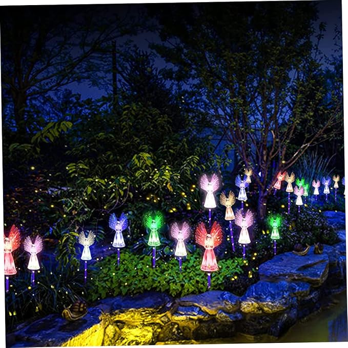 Solar Angel Lights, 2PCS Waterproof Outdoor Garden Stake Lights with Color Changing LED, Solar Powered Pathway Decoration