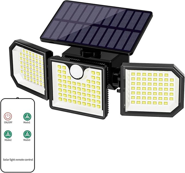 Solar Lights Outdoor with Motion Sensor, 2500LM 167 LED Security Lights with Remote Control, 270° Wide Angle Flood | Lumora
